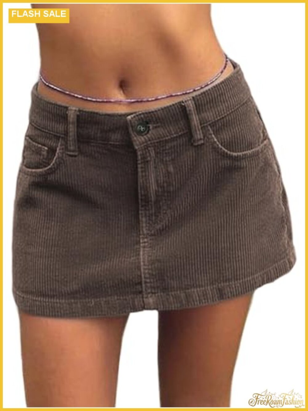 Corduroy A-Line Mini Skirt Mid Low Rise Pockets Y2K Fall Winter